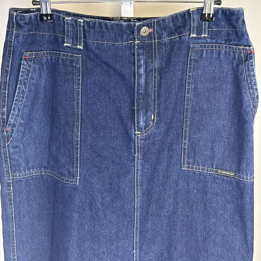 Vintage Starwear Jeans Skirt 11/12 Y2K Denim Maxi 90s Flap Pockets Teacher